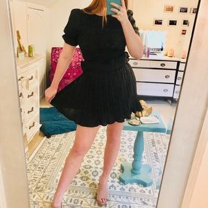 Paper bag style pleated skirt/skort